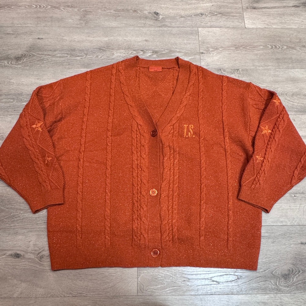Taylor Swift Official Orange Metallic Star Cardigan Sweater 3XL/4XL T.S. Patch